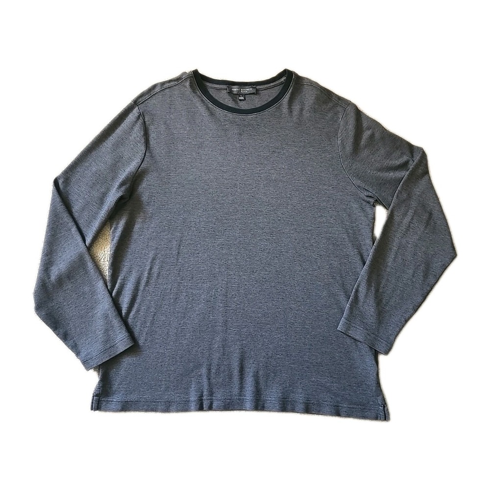 ROBERT BARAKETT Cotton Long Sleeve Crew Neck Gray T-Shirt Quiet Luxury Mens Sz L